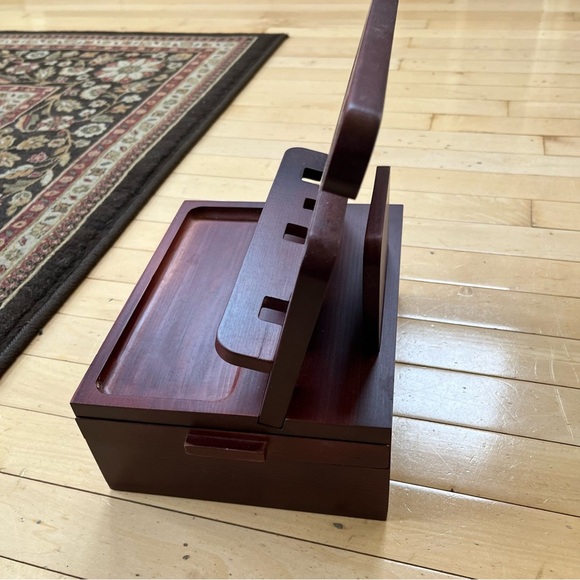 Phone Docking Station with 2 Drawers Wood Nightstand Organizer for Men Bedside - Picture 6 of 7